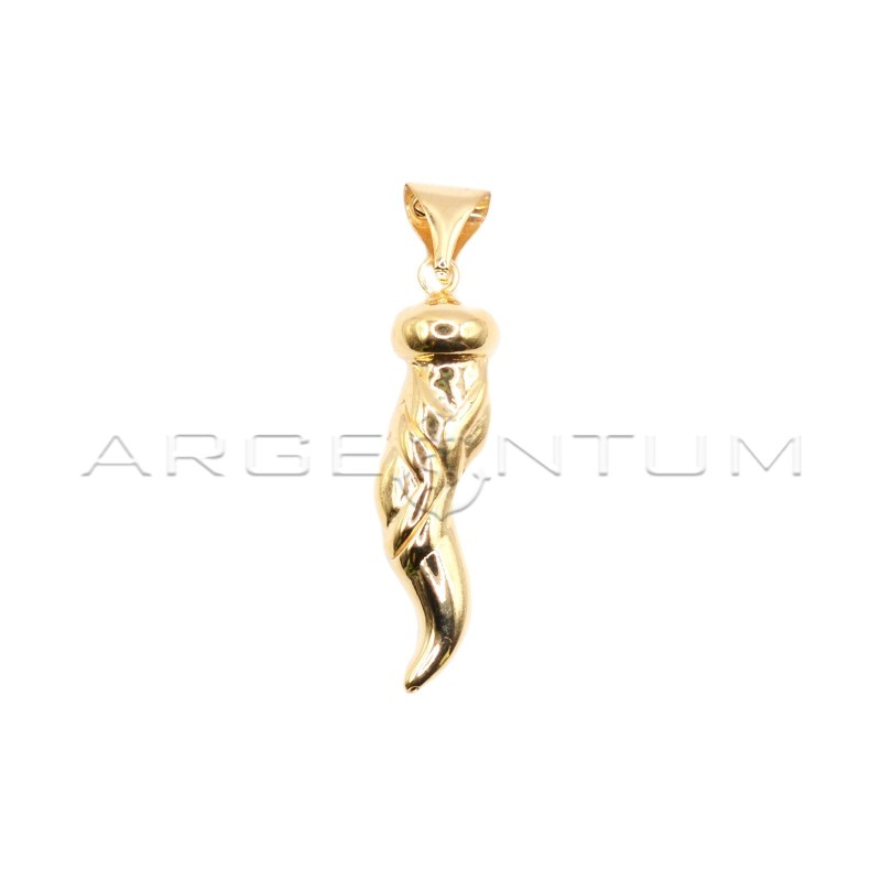 Electroformed pendant engraved horn yellow gold plated in 925 silver