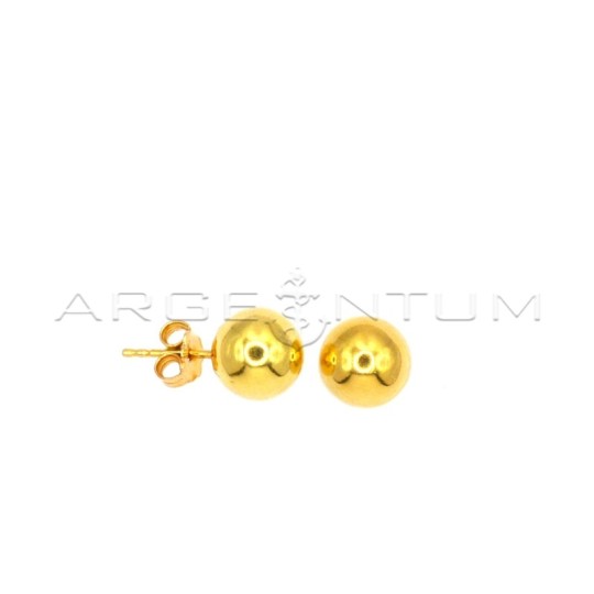 Shiny sphere earrings ø 9 mm yellow gold plated in 925 silver