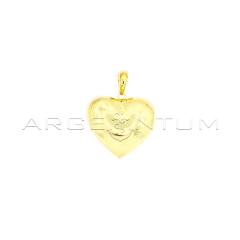40 mm convex heart pendant with oval convex counter-link in 925 silver plated yellow gold
