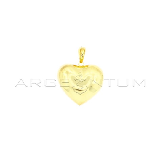 Ciondolo cuore bombato mm 40 con contromaglia ovale bombata placcato oro giallo in argento 925