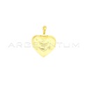 Ciondolo cuore bombato mm 40 con contromaglia ovale bombata placcato oro giallo in argento 925