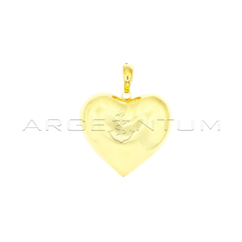 Convex heart pendant mm 45 with oval concave yellow gold plated counter-link in 925 silver
