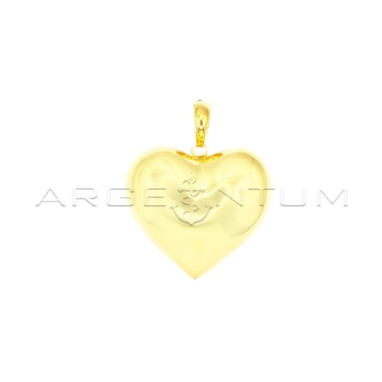 Ciondolo cuore bombato mm 45 con contromaglia ovale bombata placcato oro giallo in argento 925