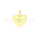 Convex heart pendant mm 45 with oval concave yellow gold plated counter-link in 925 silver