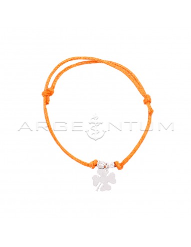 Orange cord bracelet with slip knots,...