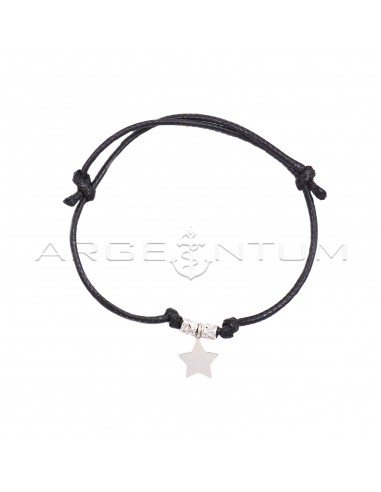Black cord bracelet with slip knots,...