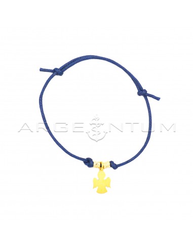 Blue cord bracelet with slip knots,...