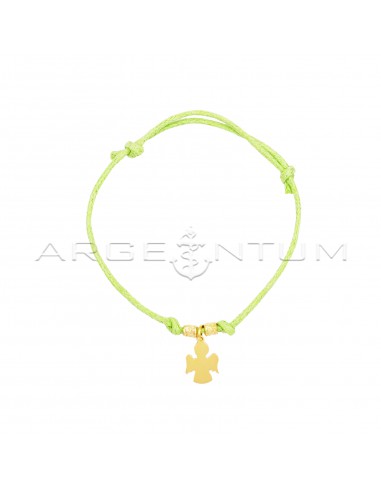Green cord bracelet with slip knots,...