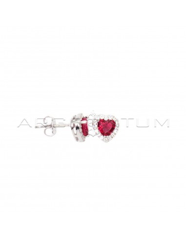 Stud earrings with central red heart...
