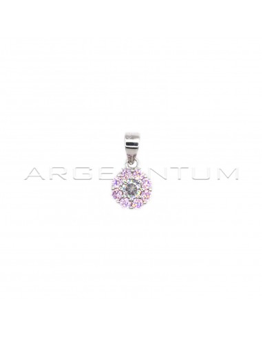 Flower pendant with pink zircons and...