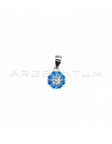 Flower pendant with blue zircons and...
