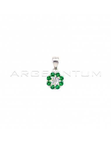 Flower pendant with green zircons and...