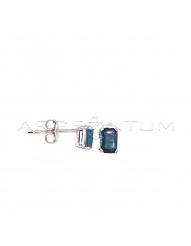 Lobe earrings with blue rectangular...