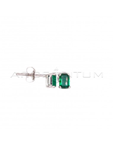 Lobe earrings with green rectangular...