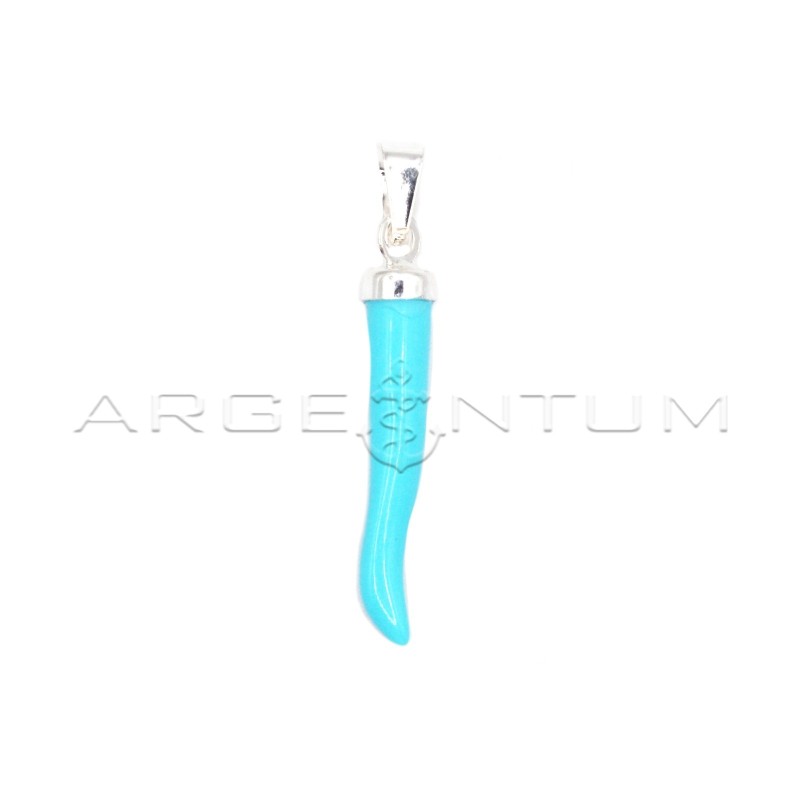 Horn pendant in turquoise paste with 925 silver hook