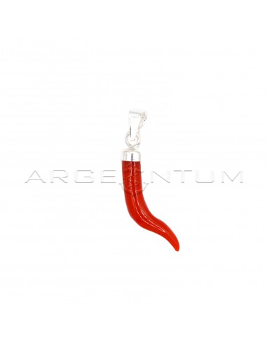 Horn pendant in coral with 925 silver...