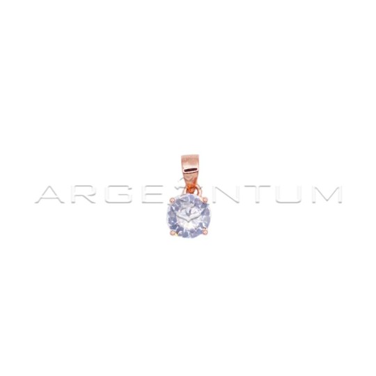 Ciondolo punto luce da 6 mm a 4 griffe placcato oro rosa in argento 925