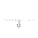 Point of light pendant with 8 mm white heart zircon with 3 claws white gold plated in 925 silver