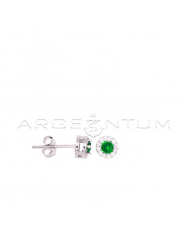 Lobe earrings with central green...