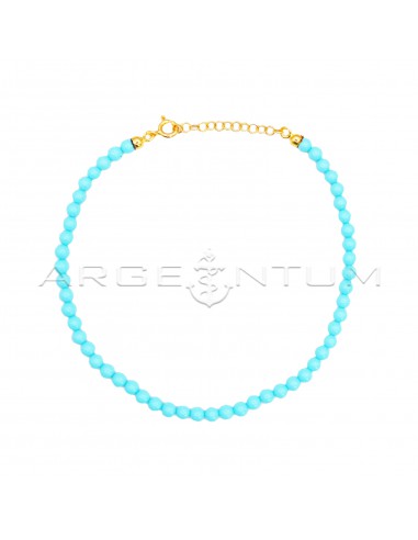 Anklet with balls in turquoise paste,...
