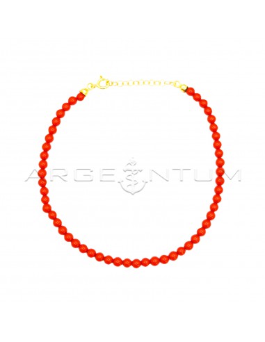 Anklet with spheres in coral paste,...