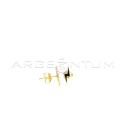 Black enameled lightning bolt earrings with yellow gold plated snap attachment in 925 silver