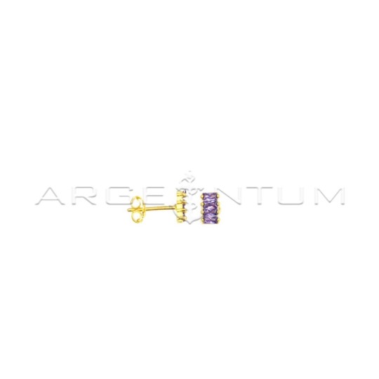 Orecchini al lobo rettangolo di baguettes in pasta di turchese placcati oro giallo in argento 925