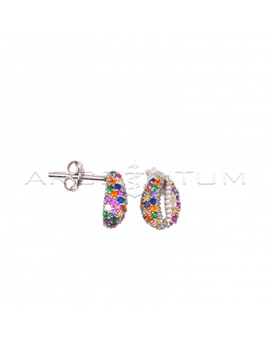 Multicolor zircon shell stud earrings...
