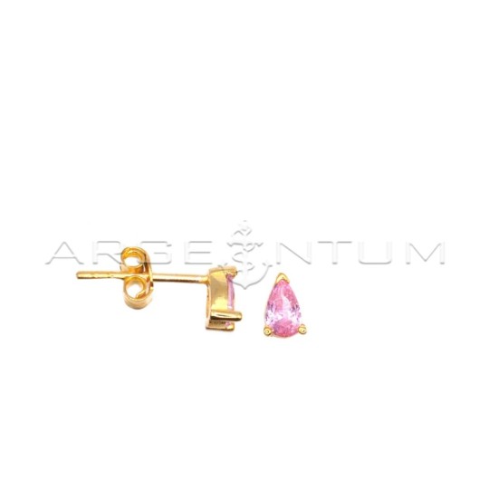 Lobe drop earrings in turquoise paste, yellow gold plated in 925 silver