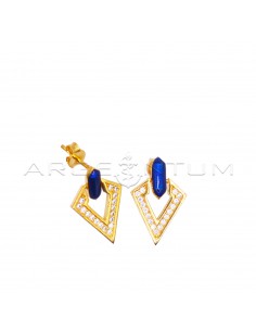 Stud earrings with blue...