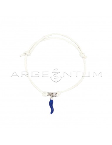 White cord bracelet with slip knots,...