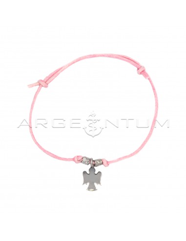 Pink cord bracelet with slip knots,...