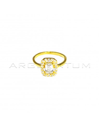 Ring with central baguette-cut zircon...