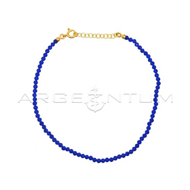 Cavigliera in swarovski blu elettrico placcata oro giallo in argento 925