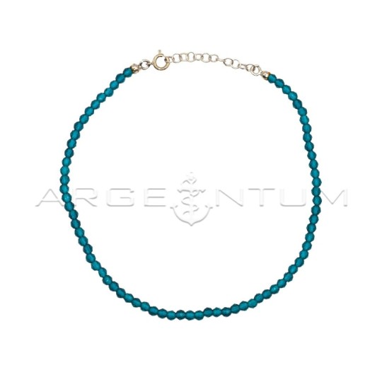 Cavigliera in swarovski verde petrolio placcata oro bianco in argento 925
