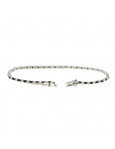 White gold plated tennis bracelet with 2 mm white and black zircons. in 925 silver