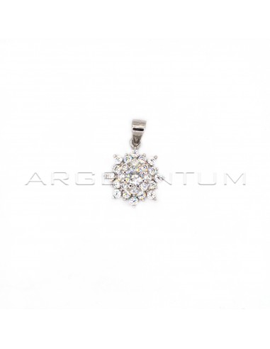 Flower pendant with white zircons and...