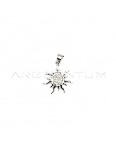 Sun pendant with white zircon pavè...