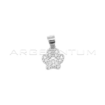 White gold plated paw paw pendant with openwork white zircons in 925 silver
