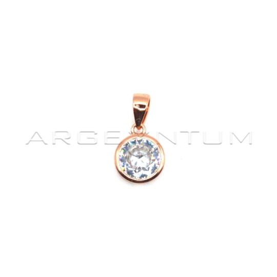 Ciondolo punto luce ø 6 mm bianco a cipollina placcato oro rosa in argento 925