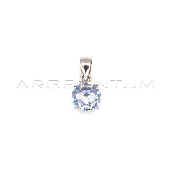 Ciondolo punto luce da 6 mm a 4 griffe placcato oro bianco in argento 925