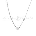 Grumettina and forceatina link necklace with central round in white cubic zirconia pave and white gold-plated side onion zircon 