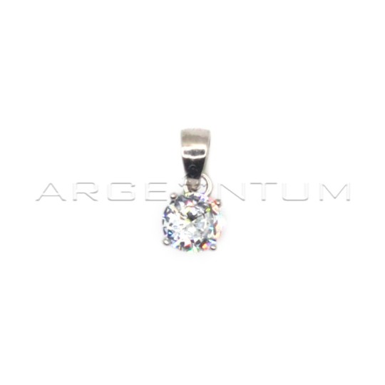 Ciondolo punto luce da 5 mm a 4 griffe placcato oro bianco in argento 925