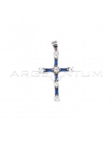 White gold plated blue baguette and...