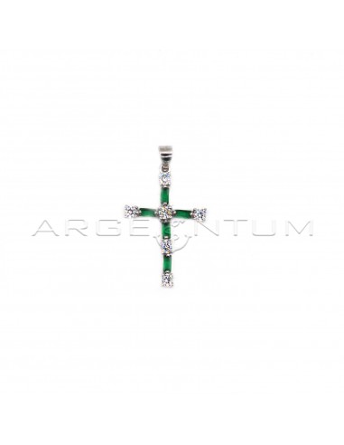 Cross pendant of round white and...