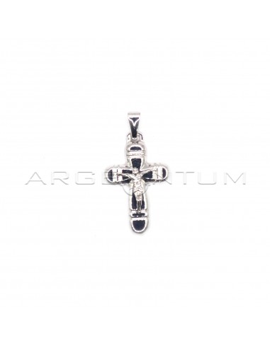 Striped cross pendant with rounded...