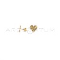 Orecchini a lobo con attacco a pressione cuore a lastra con righe diamantate placcati oro giallo in argento 925