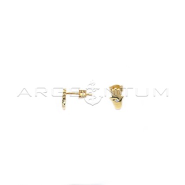 Hand of Fatima push stud earrings with yellow gold plated central point of light in 925 silver