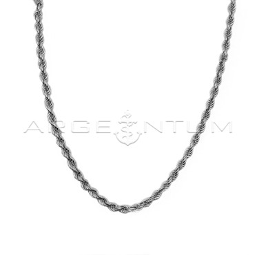 Rope link necklace mm 5.5 white gold plated in 925 silver