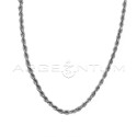 Collana maglia fune mm 5.5 placcata oro bianco in argento 925
